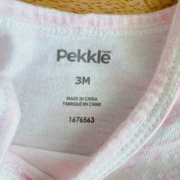 🧸 SALE! (5/$15, 8/$22, 12/$30) Pekkle baby bodysuit 3m pink stripe oneie - Picture 3 of 4
